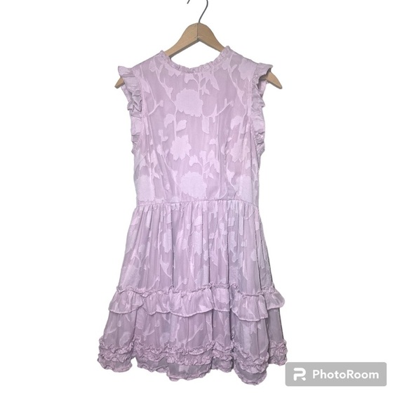 Lulu’s - Lavender Burnout Floral Ruffled Mini Dress - Medium - Picture 6 of 8